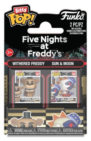Five Nights at Freddy's pack 2 figurines Bitty POP! Vinyl Withered Freddy & Sun & Moon 2 cm